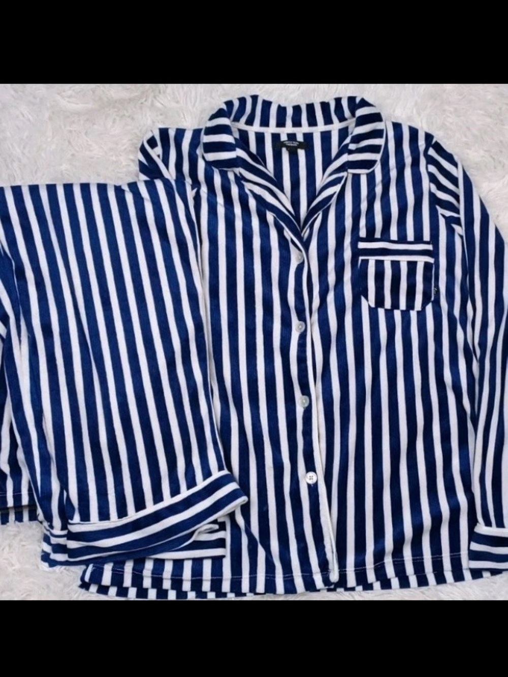 Simply Vera Wang Pajamas Size L Super Soft Plush Blue White Stripe